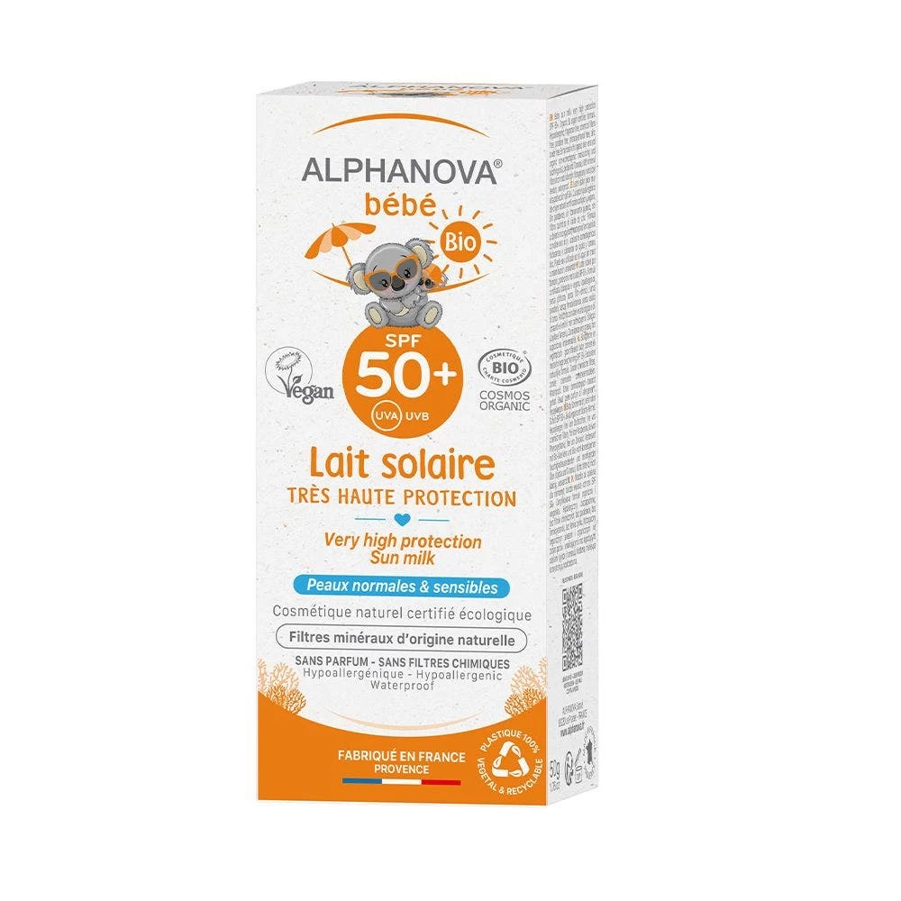 Latte Solare Bebè Alta Protezione Spf50+ Bio 50ml Alphanova 2 Latte Solare Bebè Alta Protezione Spf50+ Bio 50ml Alphanova - immagine 2