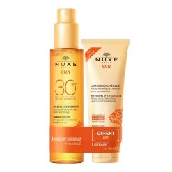 Duo Solare Olio Abbronzante Spf30 Viso E Corpo + Latte Doposole In Omaggio Sun Nuxe