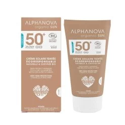 Crema Solare Viso Colorata Impermeabile Biologica Spf50+ Oro 50g Organic Sun Profumo Monoi Alphanova