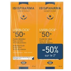 Invisible Fluido Spf50+ Pelle Sensibile 2x40ml Uveblock Isispharma