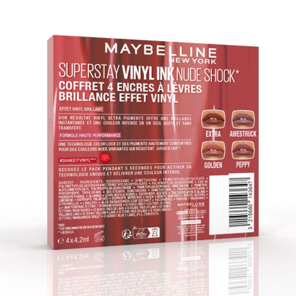 Set Di 4 Vernici Per Labbra Nude Shock 4x4,2ml Superstay Vinyl Ink Maybelline New York 2 Set Di 4 Vernici Per Labbra Nude Shock 4x4,2ml Superstay Vinyl Ink Maybelline New York - immagine 2